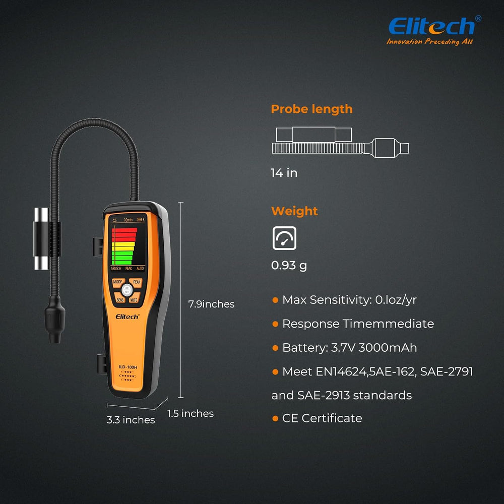 Elitech HVAC Refrigerant Leak Detector Heated Diode Sensor Halogen Freon Snif...