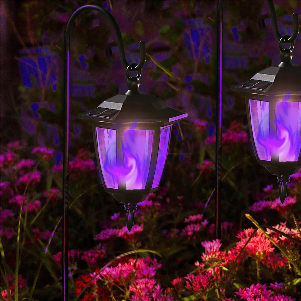 Dynaming 4 Pack Solar Halloween Flame Hanging Lights Outdoor, Flickering Flam...