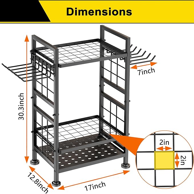 3 Tier Garden Tool Organizer, Garage Storage and Organization, Metal Yard Tools
