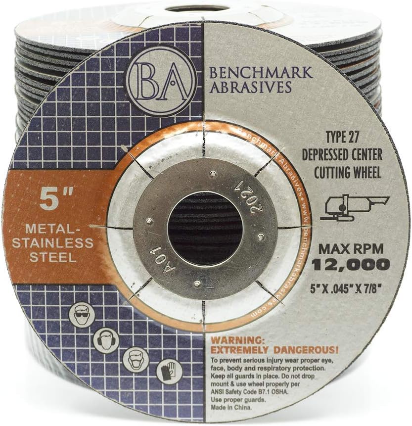 Benchmark Abrasives 5 Inch Cut Off Wheels for Metal, Steel, Fiberglass - Thin...