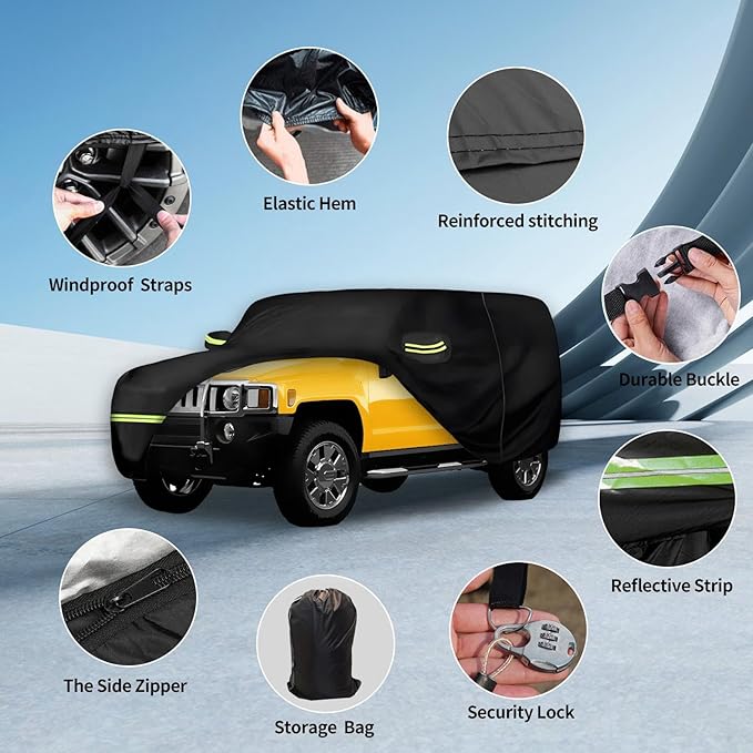 Waterproof Car Covers for Hummer H2 SUV 2002-2009 210T Custom 6 Layers Heavy