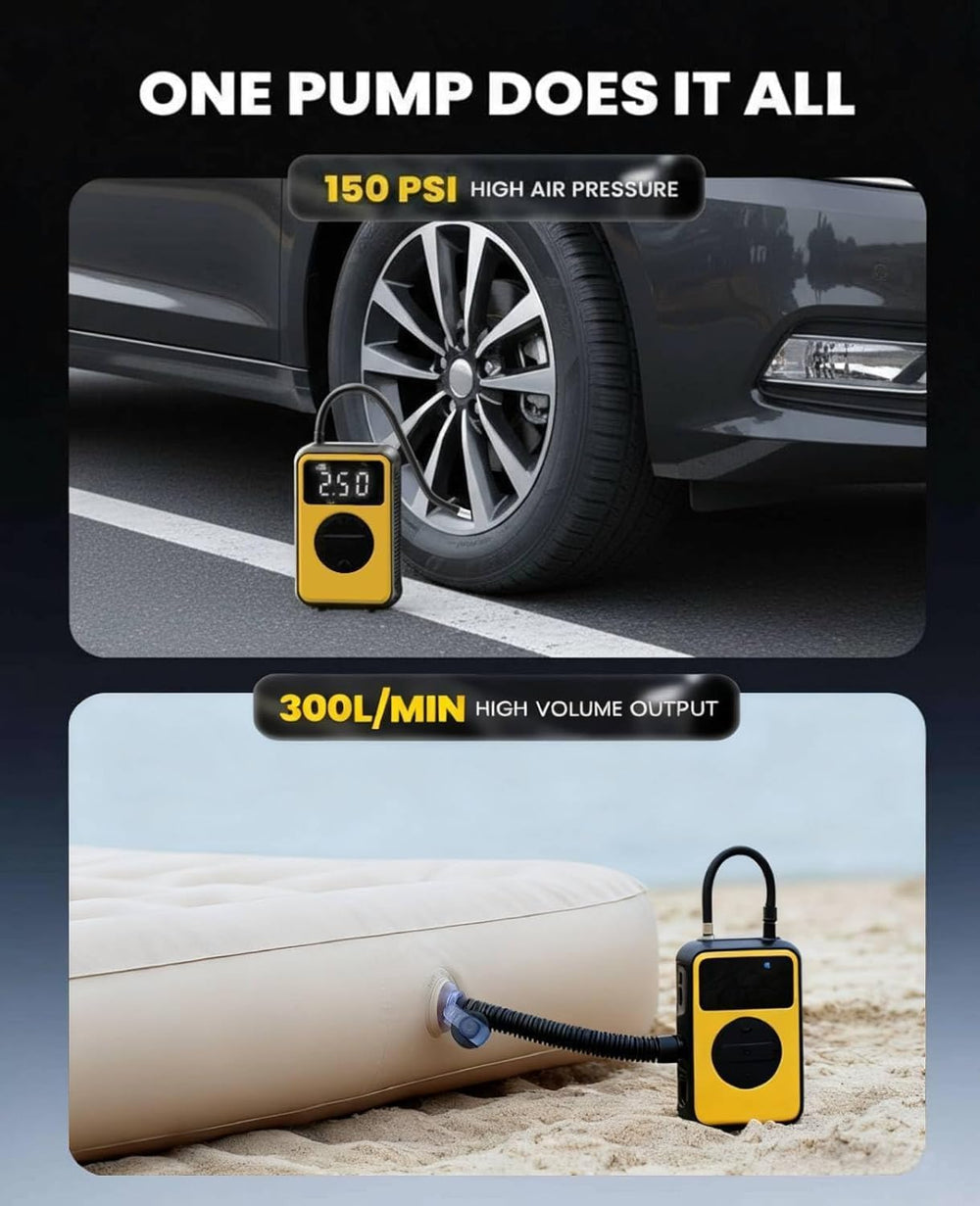 Tire Inflator Portable Air Compressor Cordless with Pressure Gauge and Auto S...