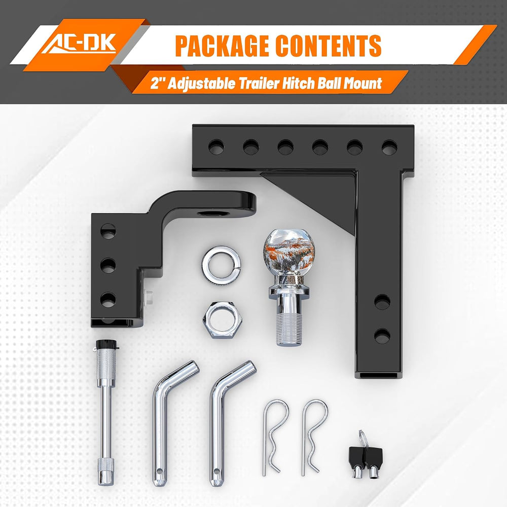Adjustable Trailer Hitch Ball Mount for 2 Inch Receiver