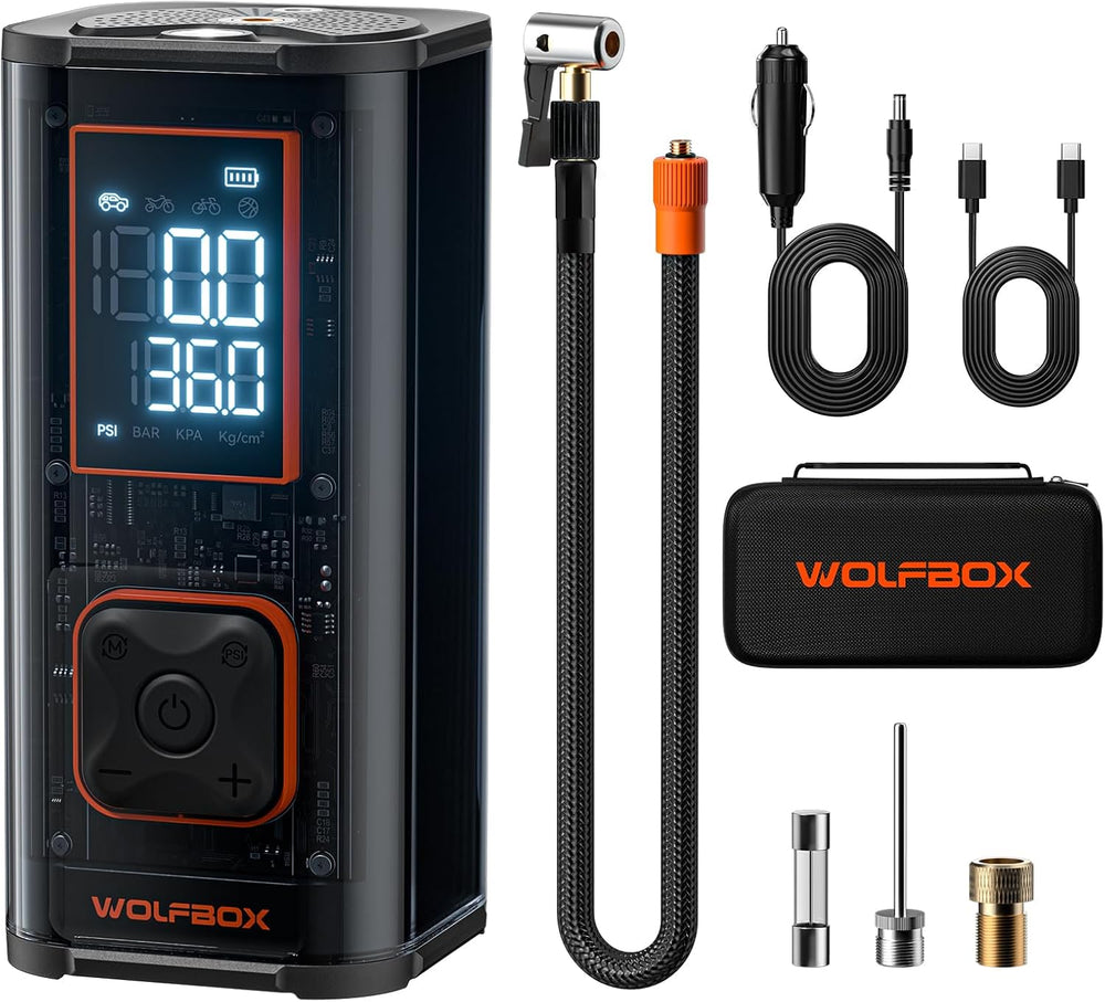 WOLFBOX 150PSI Heavy Duty Tire Inflator Portable Air Compressor,Double- cylin...