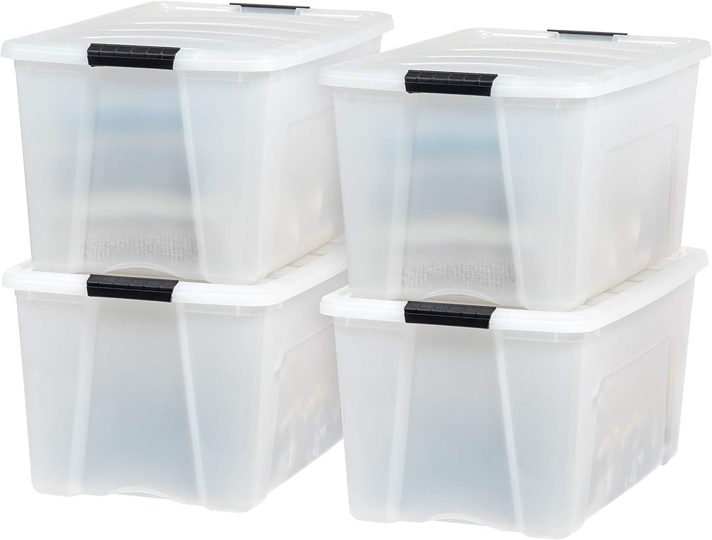 IRIS USA 4-Pack 72 Quart Storage Bins with Lids, Pearl