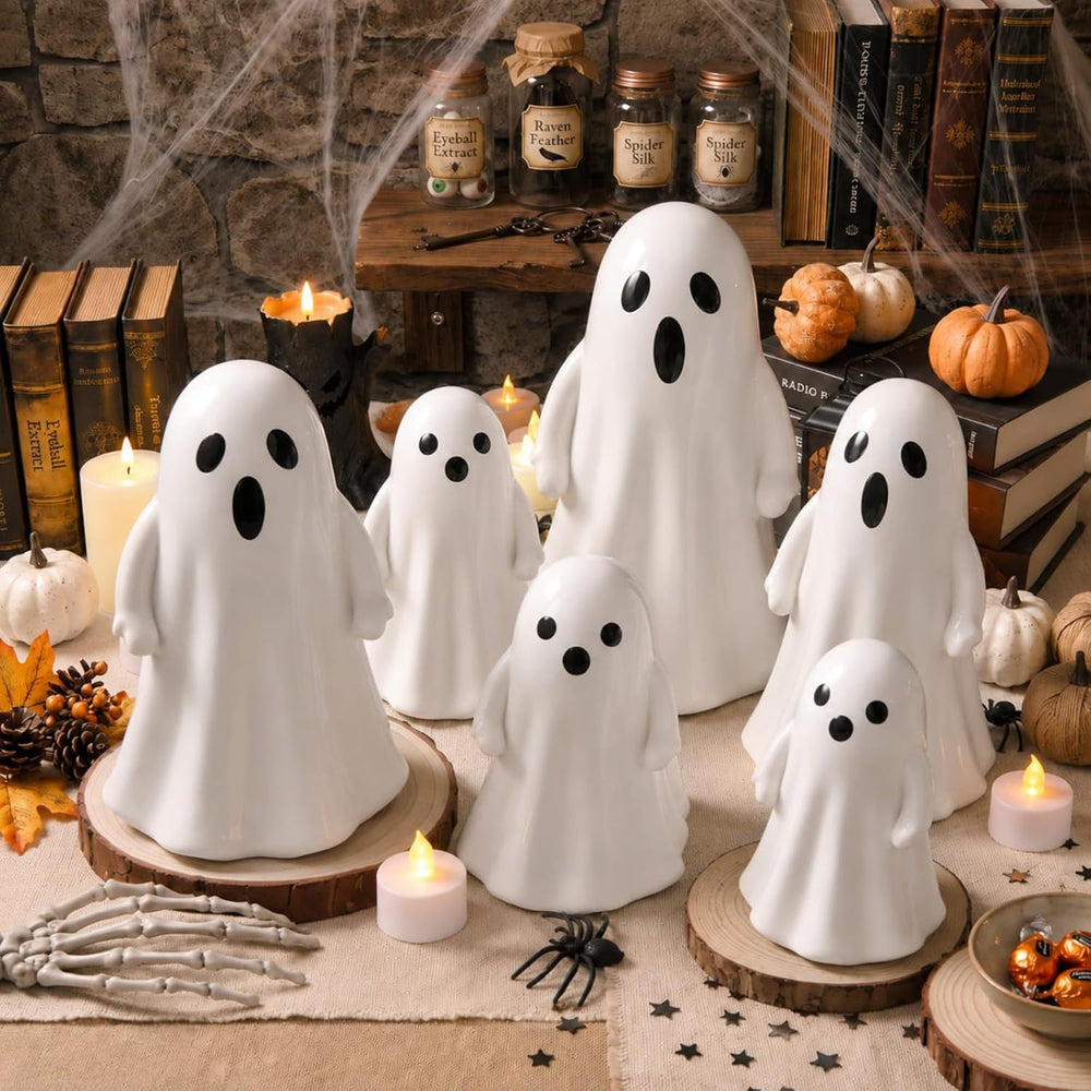 Leinuosen 6 Pcs Halloween Decorations Indoor Ceramic Ghost Figurines Decor