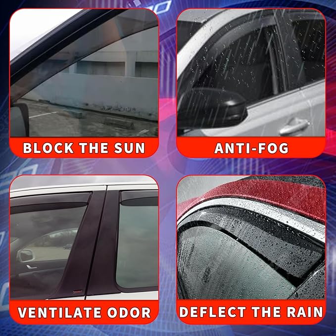 4pcs in Channel Rain Guards Fit
