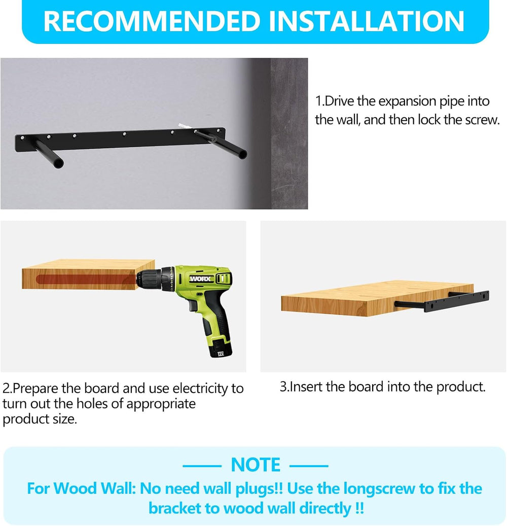 2pcs Floating Shelf Bracket, 22" Heavy Duty Hidden Shelf Brackets Hardwa...