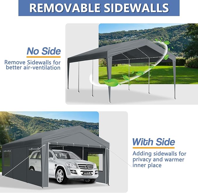 VINGLI 12 x 20 ft Outdoor Portable Storage Shed, Heavy Duty Bike Tent