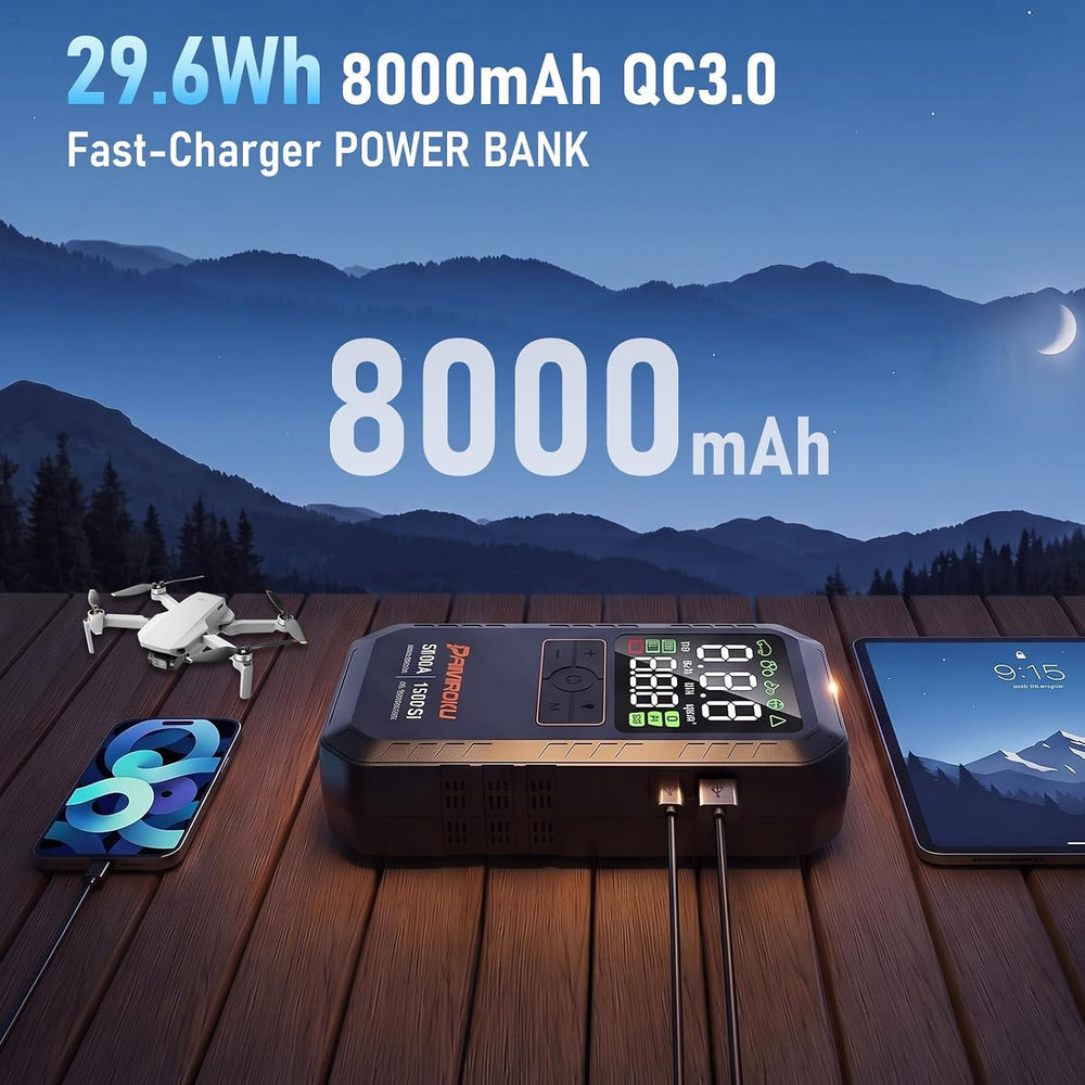 5000A Car Battery Jump Starter with Air Compressor,12V Car Battery Jumper Sta...