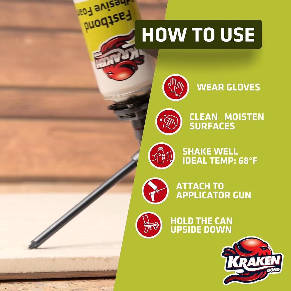 Kraken Bond Fastbond Spray Foam Adhesive (2x24oz.) - Heavy Duty Construction ...