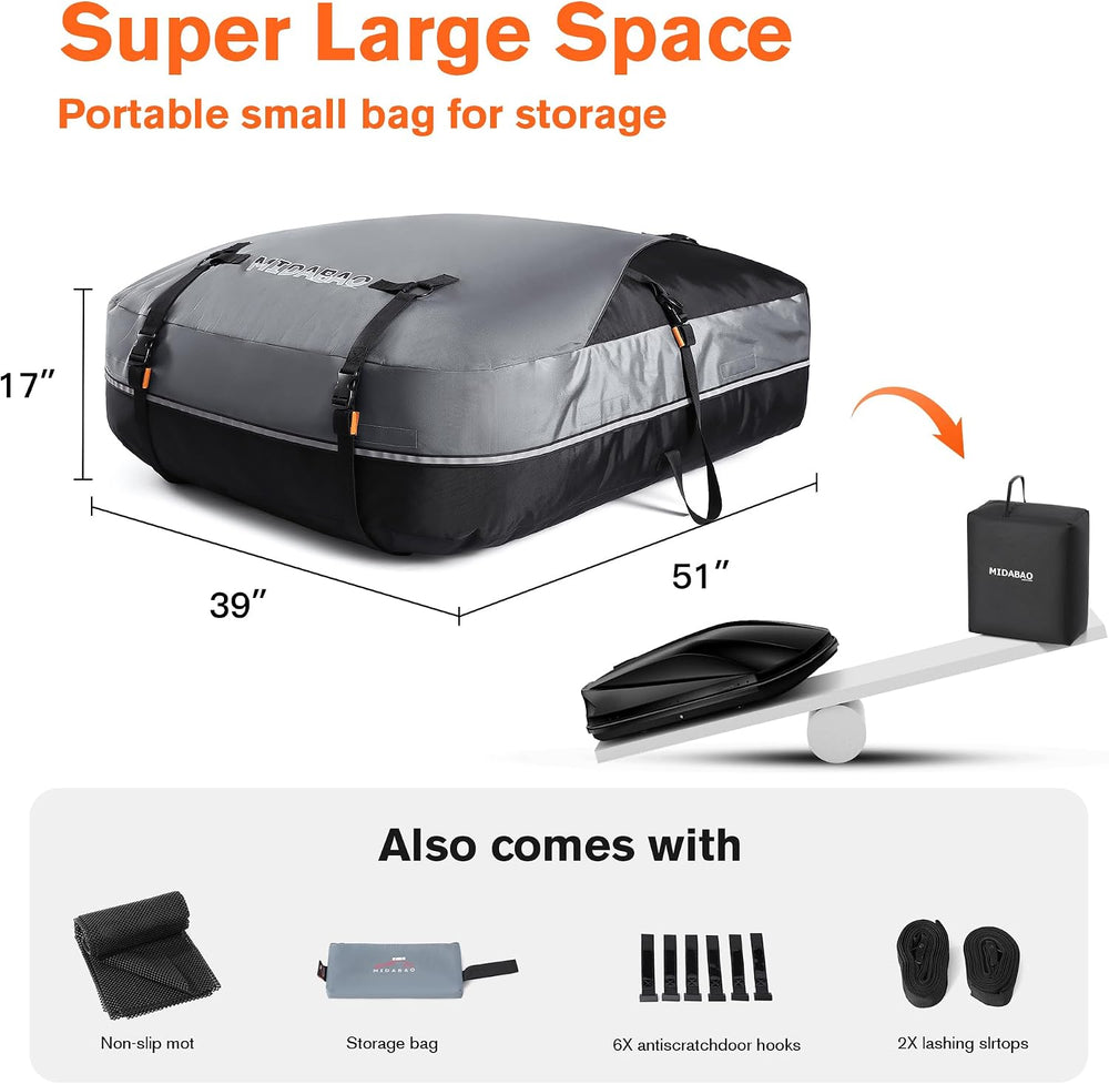Waterproof Rooftop Cargo Carrier Bag, 100% Waterproof Sealing with Anti-Slip ...