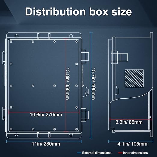 Outdoor Electrical Junction Box, ABS Water Resistant Enclosure
