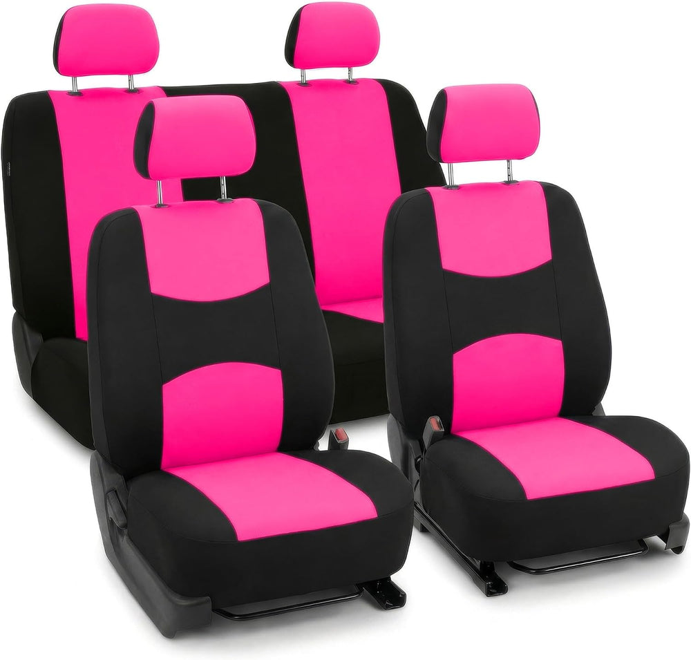 FH Group Bright Flat Cloth Full Set Automotive Seat Covers Front Set and Rear...