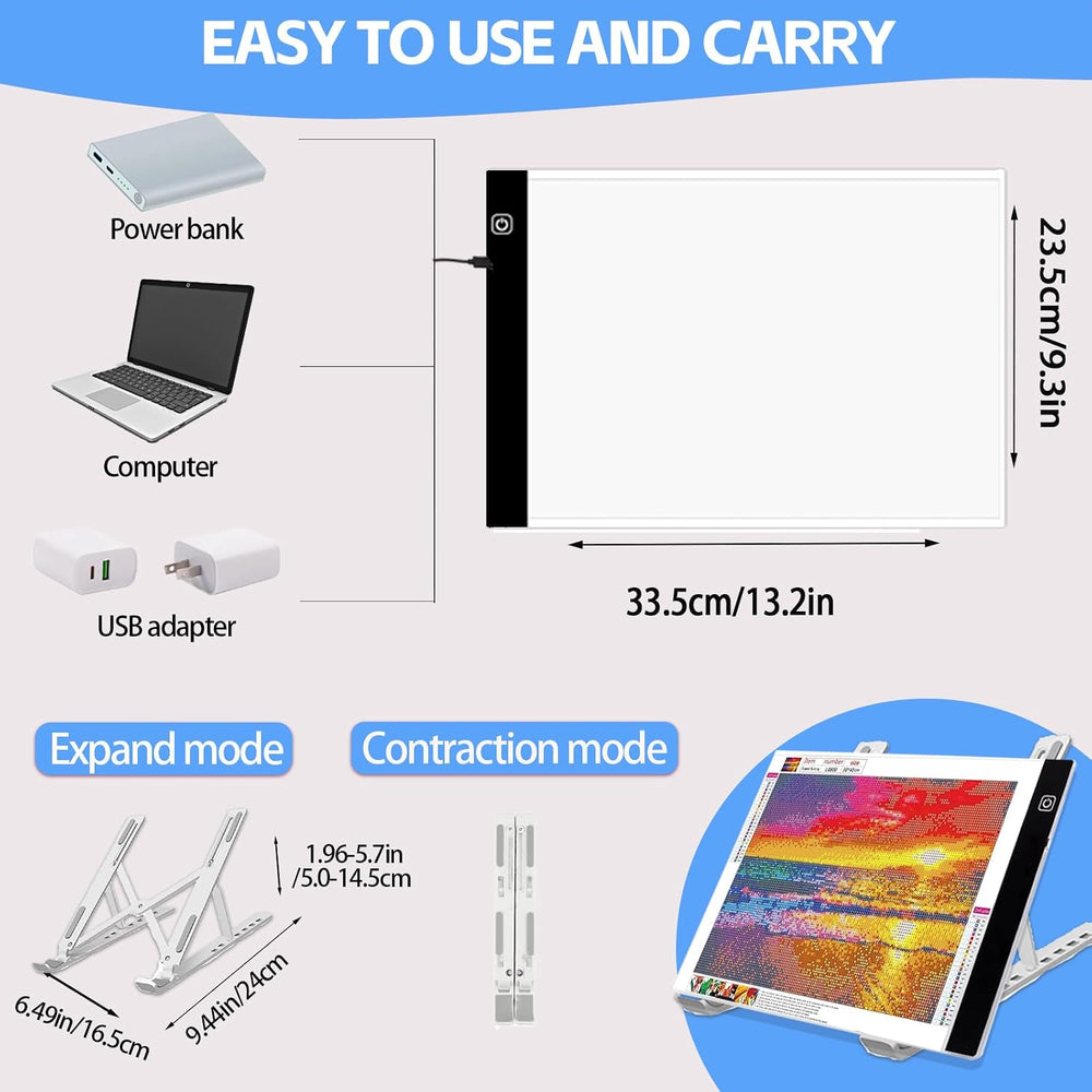 DNSGOOR 186Pcs Diamond Art Accessories Kit with A4 LED Light Pad