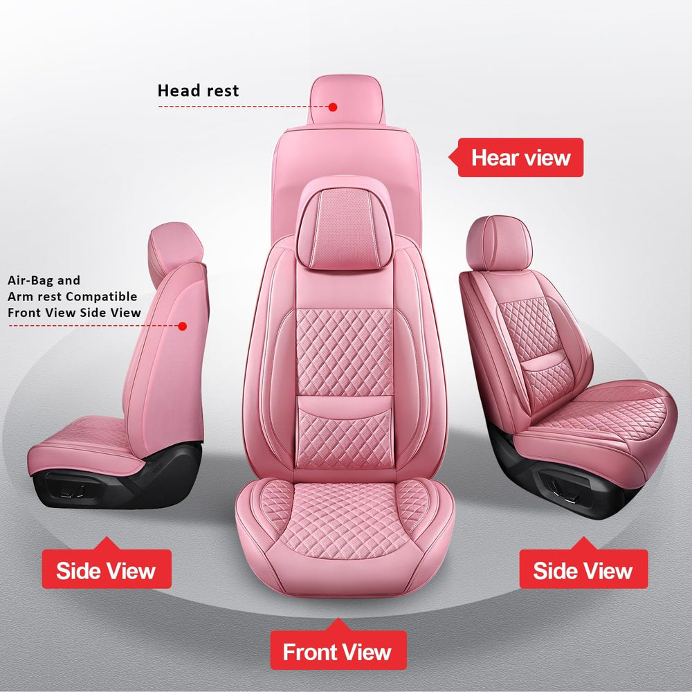 MIROZO Car Seat Covers Full Coverage for SUV Sedan Truck,Pink Full Set