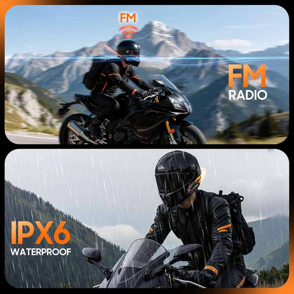 Motorcycle Bluetooth Headset V5.3, Noise Cancelling Helmet Speakers with High...