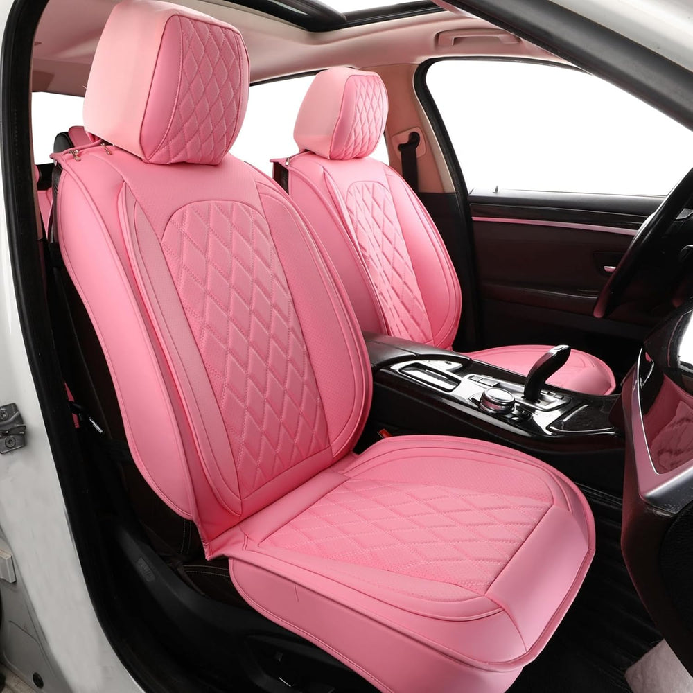 Car Seat Covers Full Set,Leather Seat Covers Universal Fit Pink