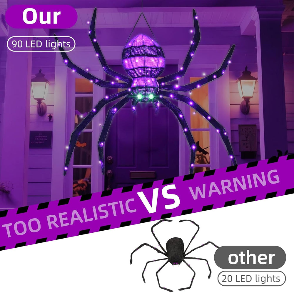 HOYECHI Halloween Decorations Outdoor Hanging Spider - 4.2FT Giant Climb The ...