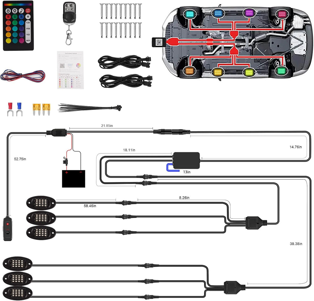 RGB LED Rock Lights Kit, 6 Pods Rock Lights for UTV ATV Golf Cart Trucks RZR ...