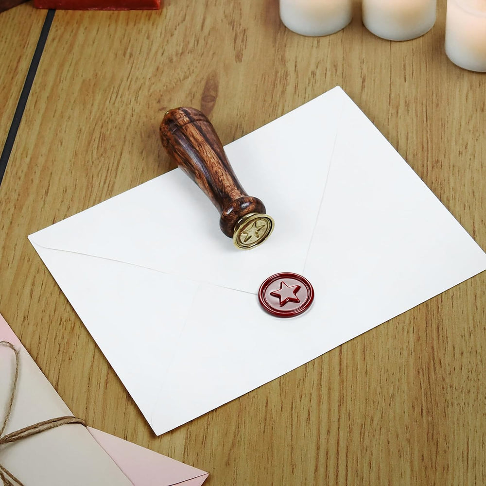 Letter Stamp Wax Seal Kit - Wooden Box with Pot, Sticks and Burner Wood Handl...