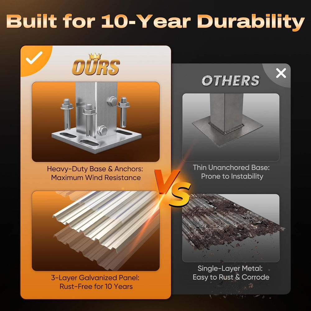 Quictent 20x20 FT Heavy Duty 2-Car Metal Carport, Unique Single-Slope Roof Re...