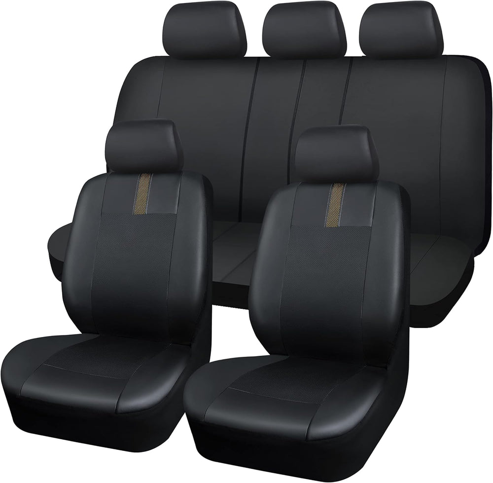 CAR-GRAND Faux Leather Car Seat Covers Full Set, Breathable Automotive Front ...