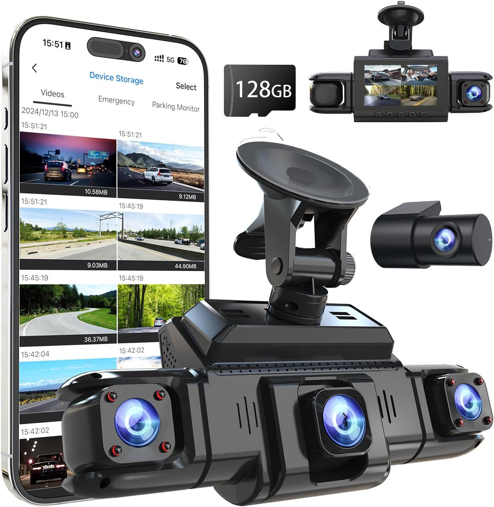 360 View 4 Channel Dash Cam Front and Rear Left Right Inside Camera for Cars,...