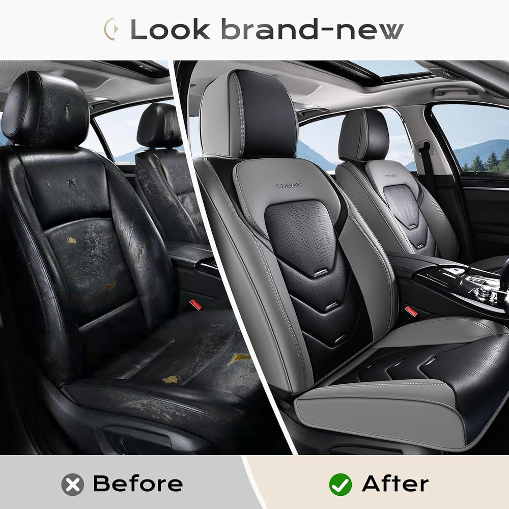 Coverado Car Seat Covers, Front Seat Cover for Car, Waterproof Leather Car Se...