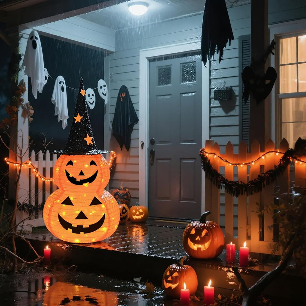 3FT Pumpkin Halloween Decorations Outdoor, 8 Modes Battery Operated Pumpkin D...