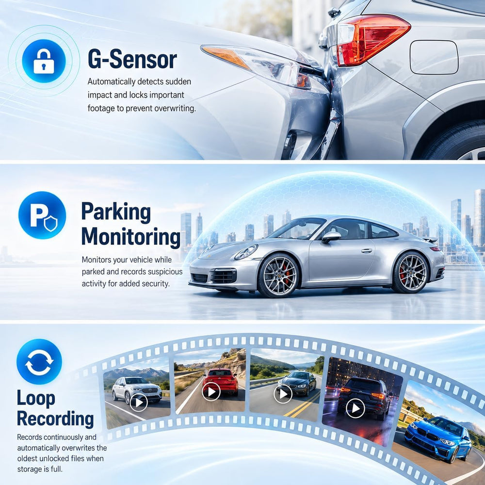 4K Mirror Triple Dash Cam for Cars, Dashcam Rearview with Night Vision WiFi