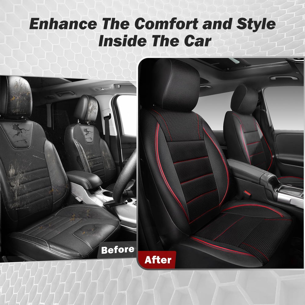 CAR PASS Air Mesh Leather Car Seat Covers Front Seats, Breathable Two Front S...