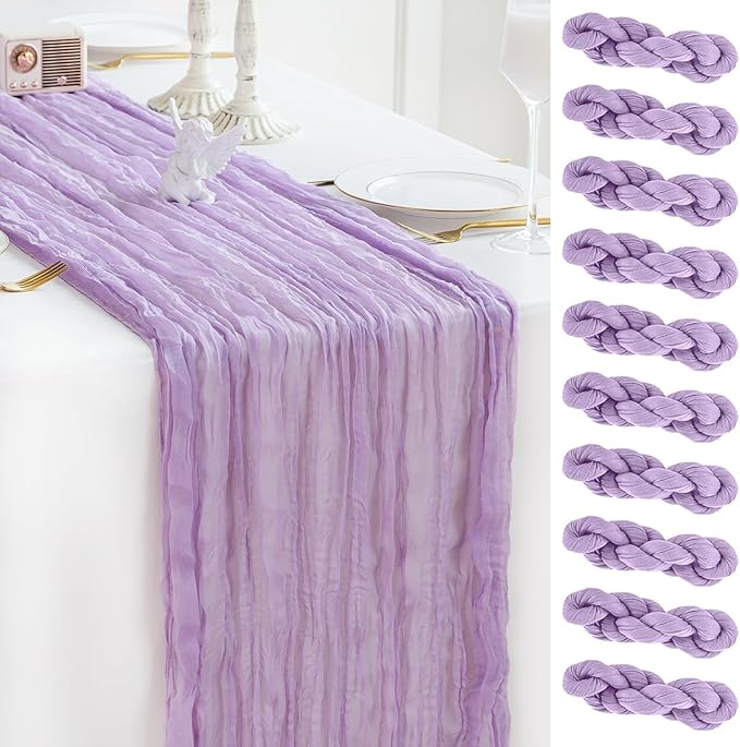 Sioloc 10 Pack Lilac Purple Lavender Cheesecloth Table Runner Fall Autumn Dec...