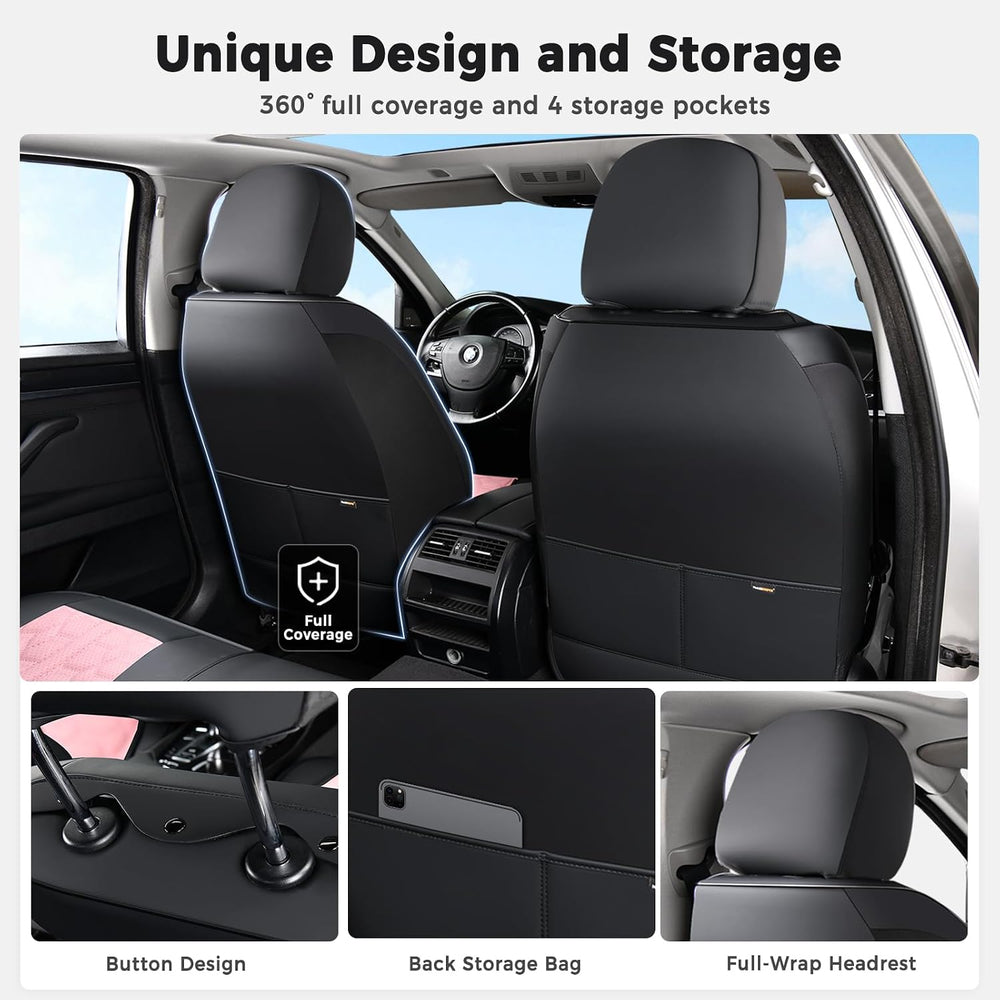 Huidasource Leather Seat Covers Full Set, Front and Rear Car Seat Covers, Ful...