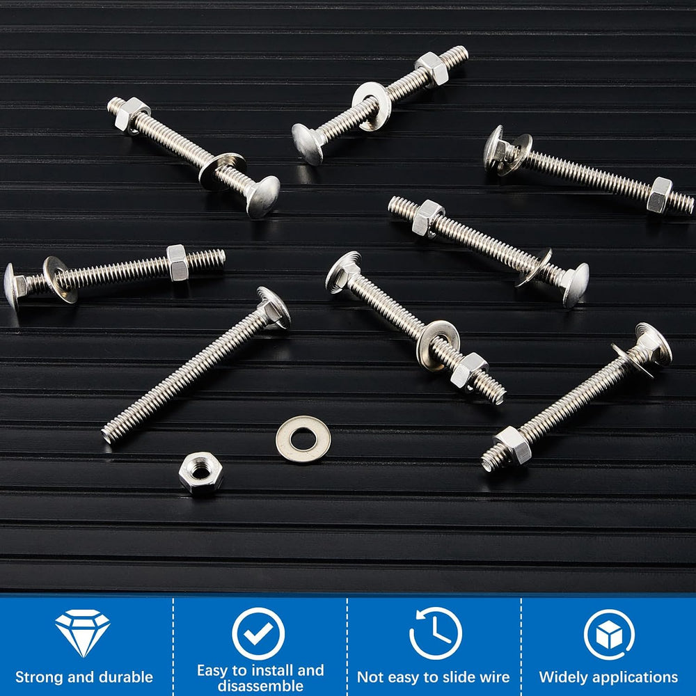 Zonon 50 Sets 5/16-18 x 2-1/2" Carriage Bolts and Nuts Kit,Silver