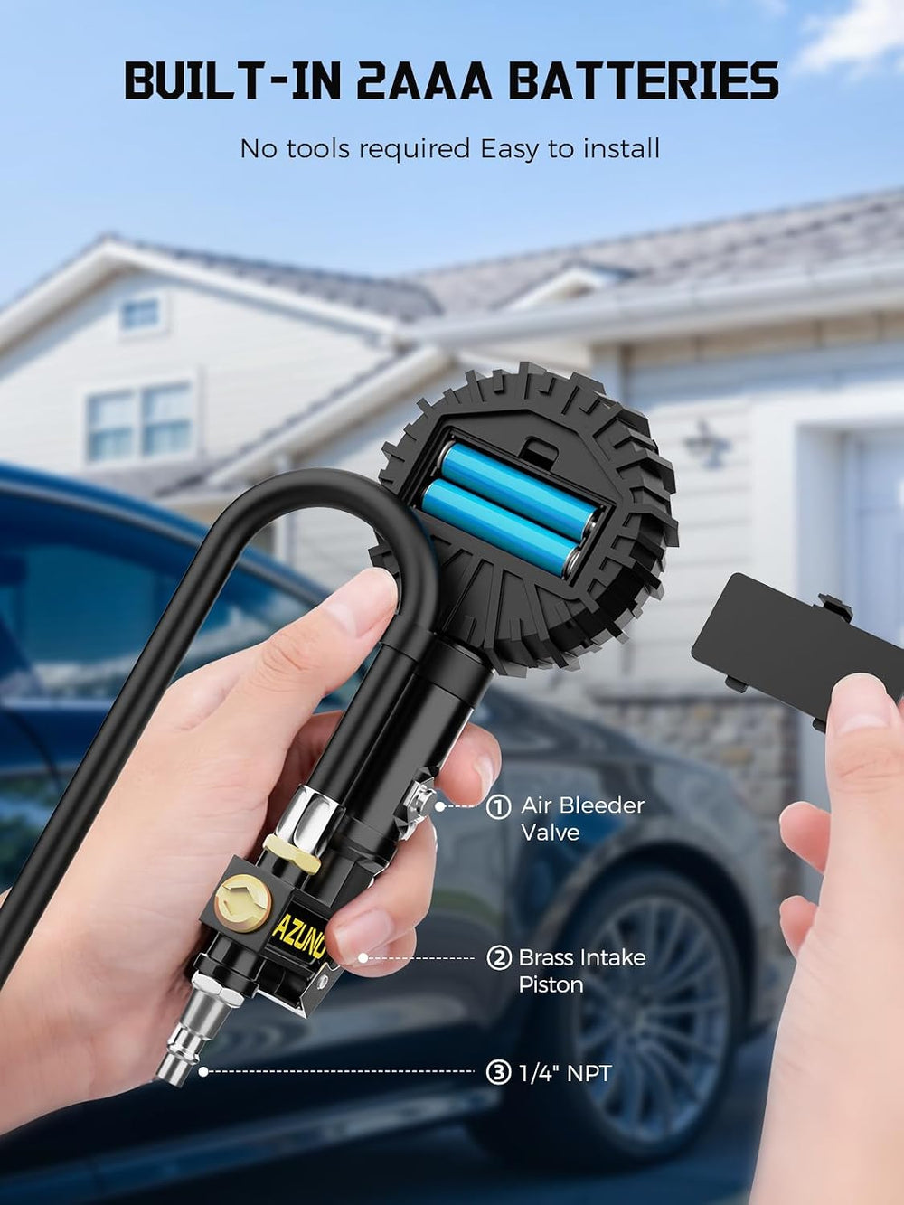 Tire Pressure Gauge, 3-in-1 Digital Tire Inflator with Air Blow Gun, 200PSI f...