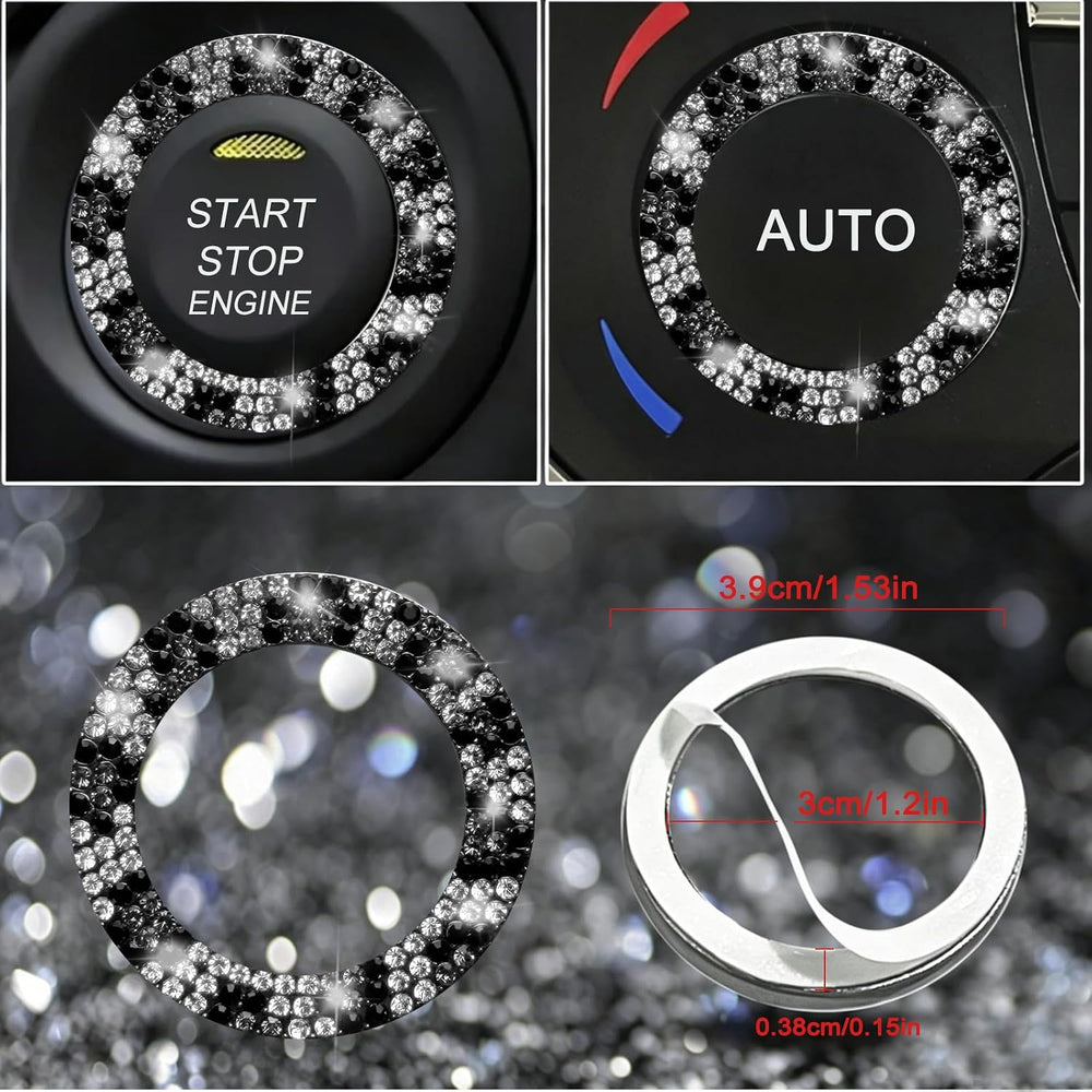11 pcs Bling Snow Leopard Car Accessories Set for Women, Cheetah Print Steeri...
