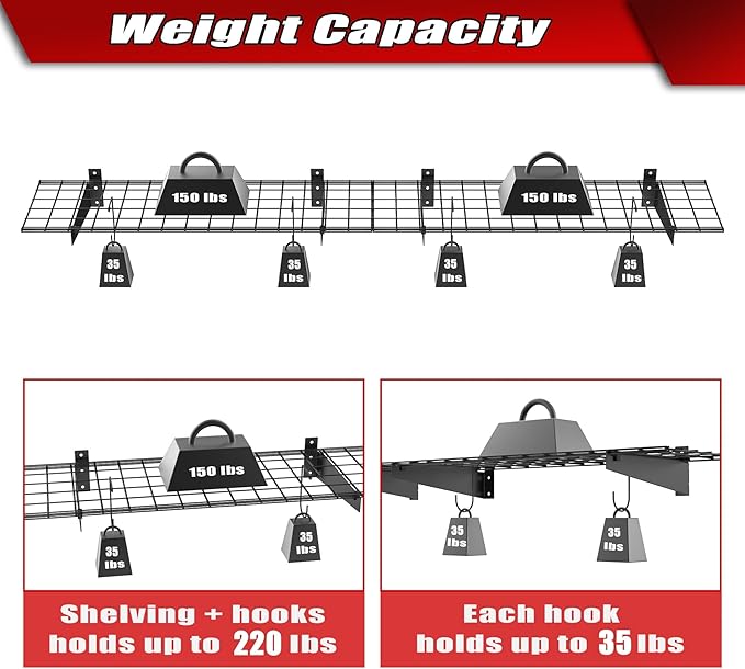 WALMANN 2 Pack Garage Wall Mount Shelves, 45x15 inch Wall Mounted Storage