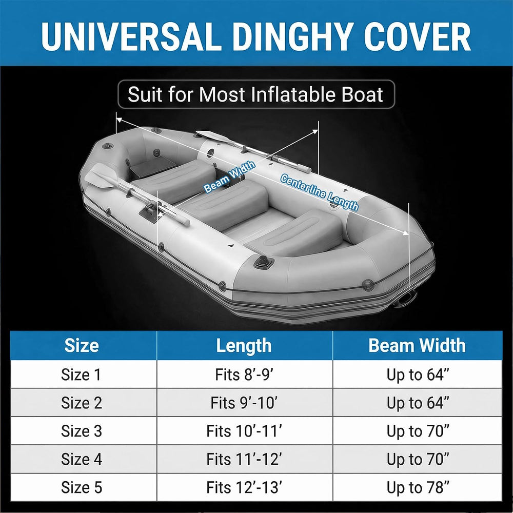 1200D Waterproof Inflatable Boat Cover, 9-10ft, Silver
