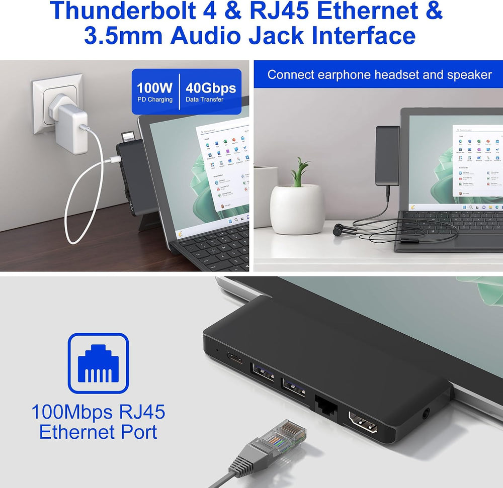 Surface Pro 13/11/10/9 Hub Docking Station with 4K HDMI, Thunerbolt 4(8K Vide...