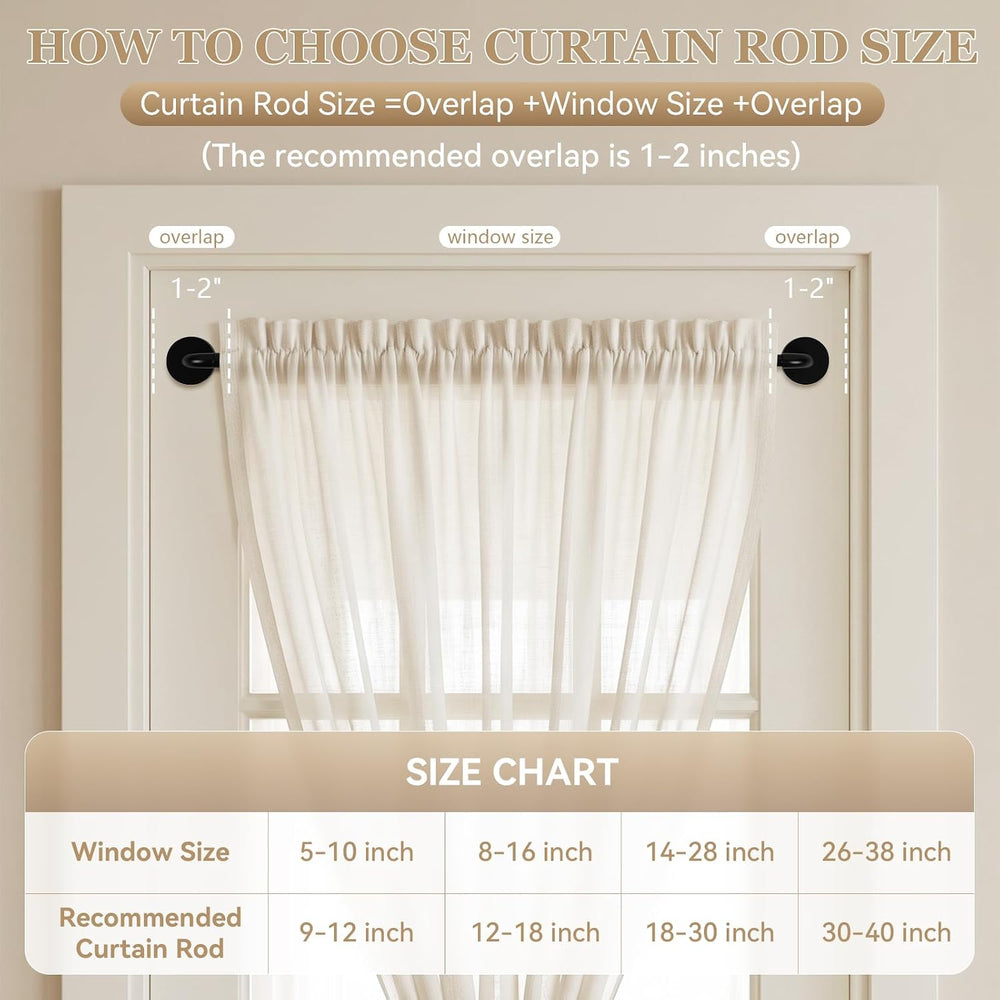 4 Pcs Magnetic Curtain Rods for Metal Doors, Adjustable 18-30",White