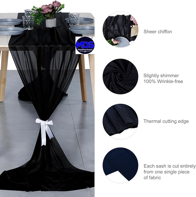 MDS Halloween Chiffon Table Runner - 10 Pack, 29 x 120 Inches, 10ft Each - Sh...