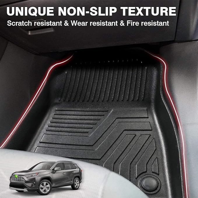 Powerty Floor Mats for 2019-2024 2025 Toyota RAV4 Accessories All Weather Floor