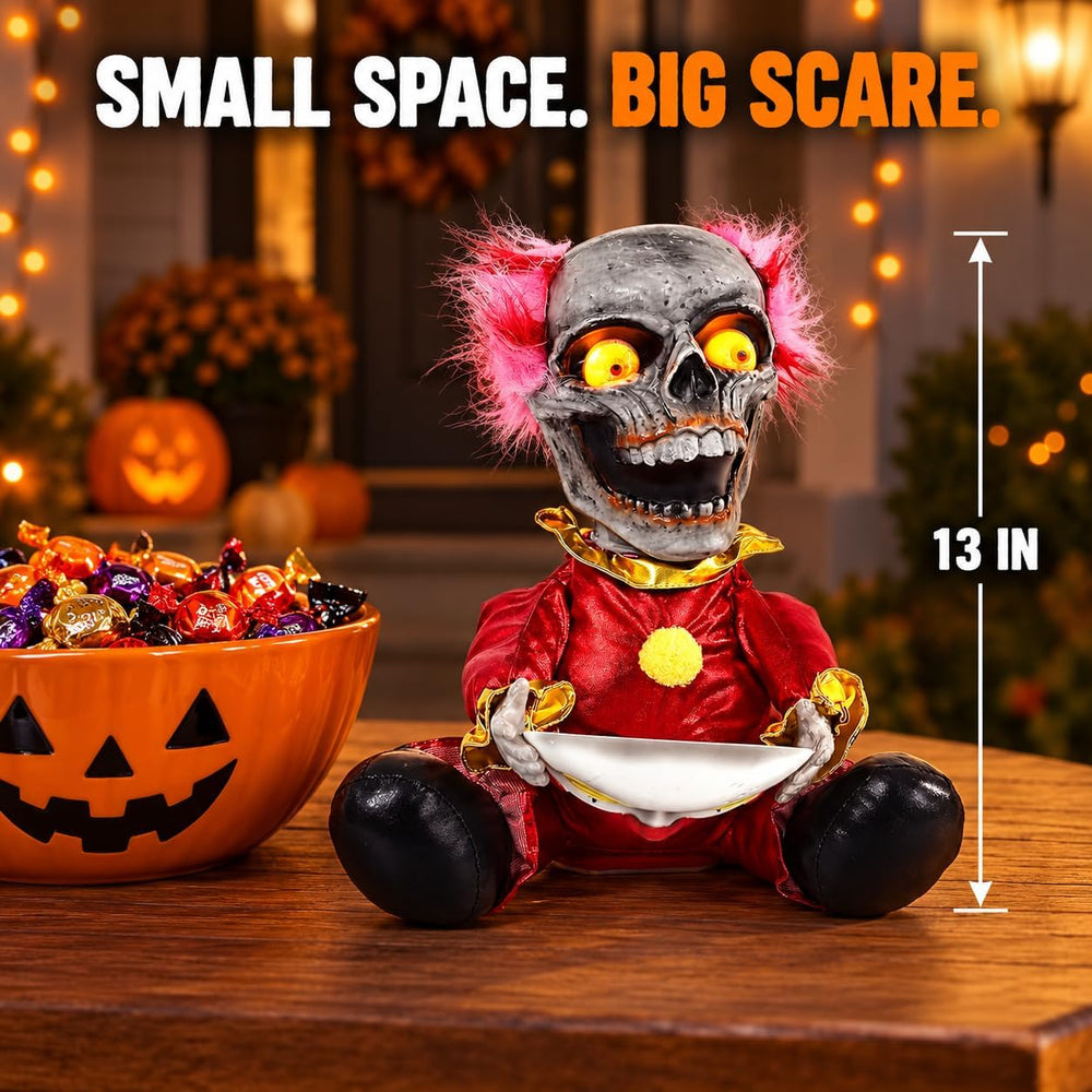 Quntis 13Inch Halloween Animatronic Clown with Sound & Touch Activated, F...