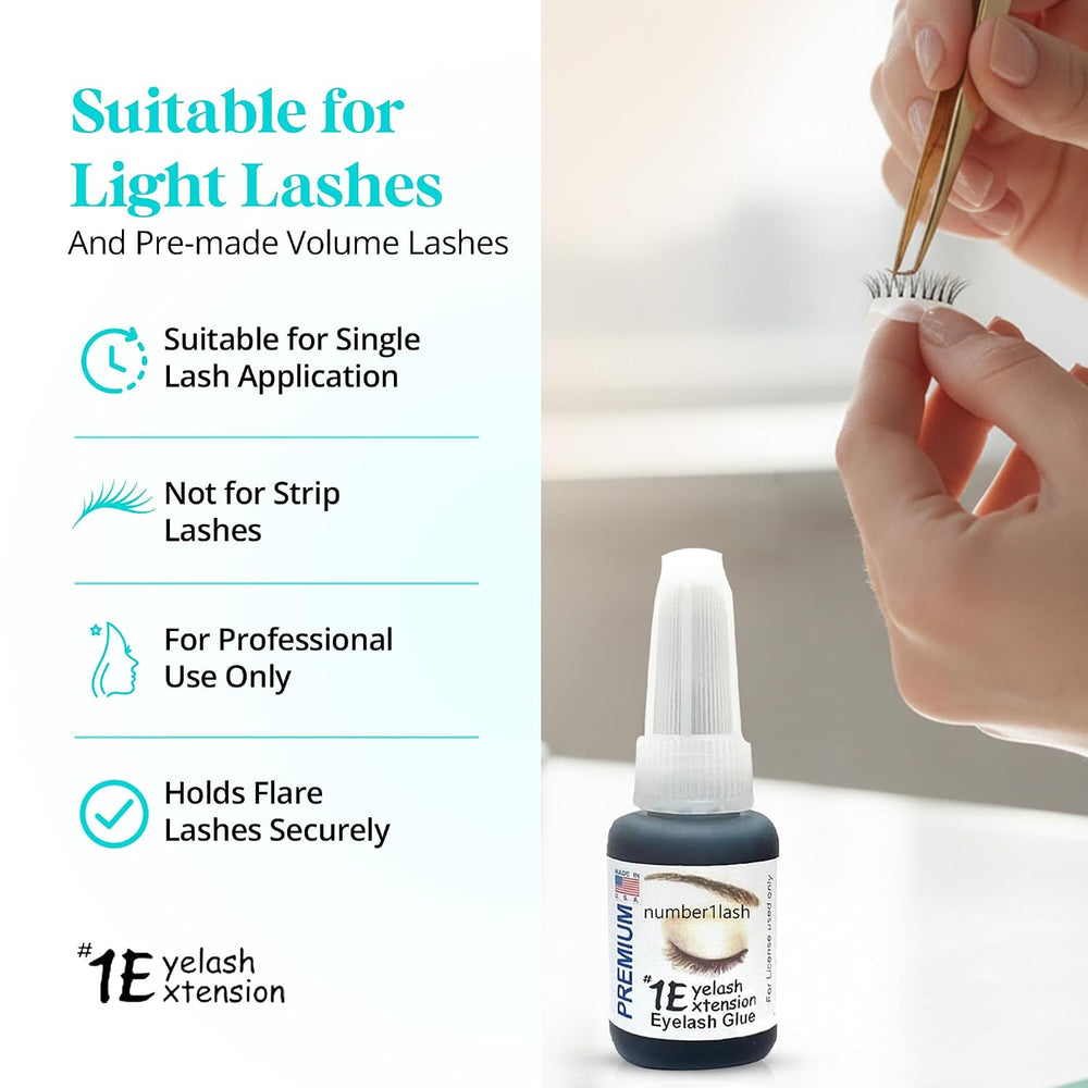 #1Eyelash Extension Premium Professional Adhesive Glue, Black, 0.34 Fl Oz, Ma...