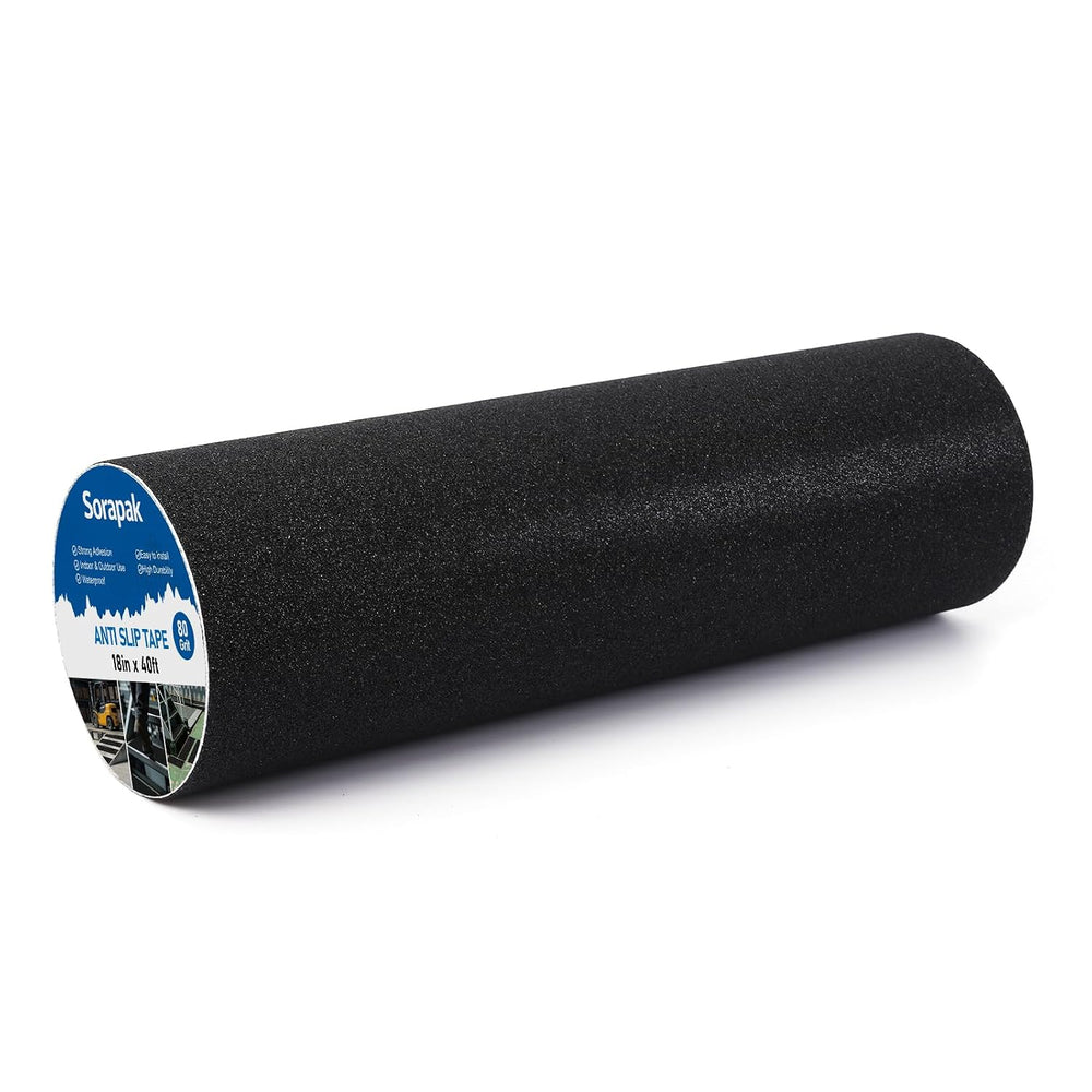 Extra Wide 18in x 40ft Black Anti Slip Tape, 80 Grit Waterproof Non Skid Grip...