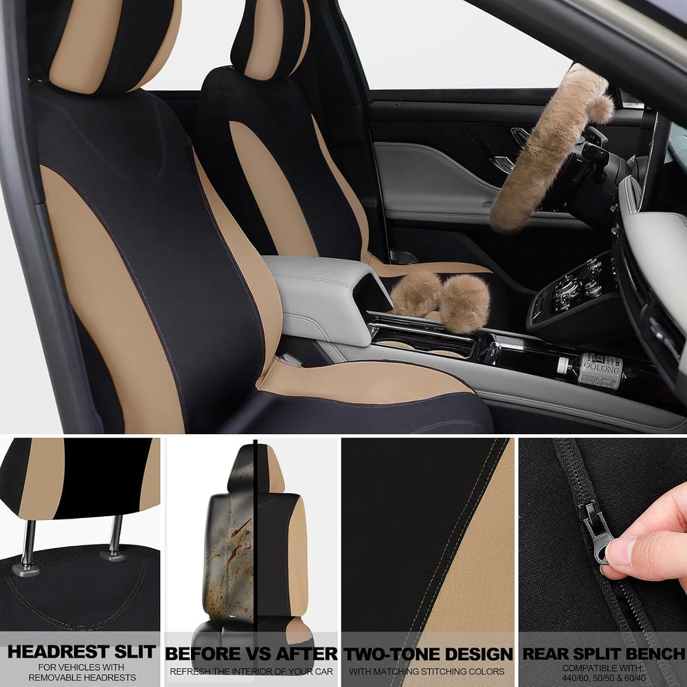 Woanger 47 Car Seat Cover Full Set Car Accessories for Women, Beige
