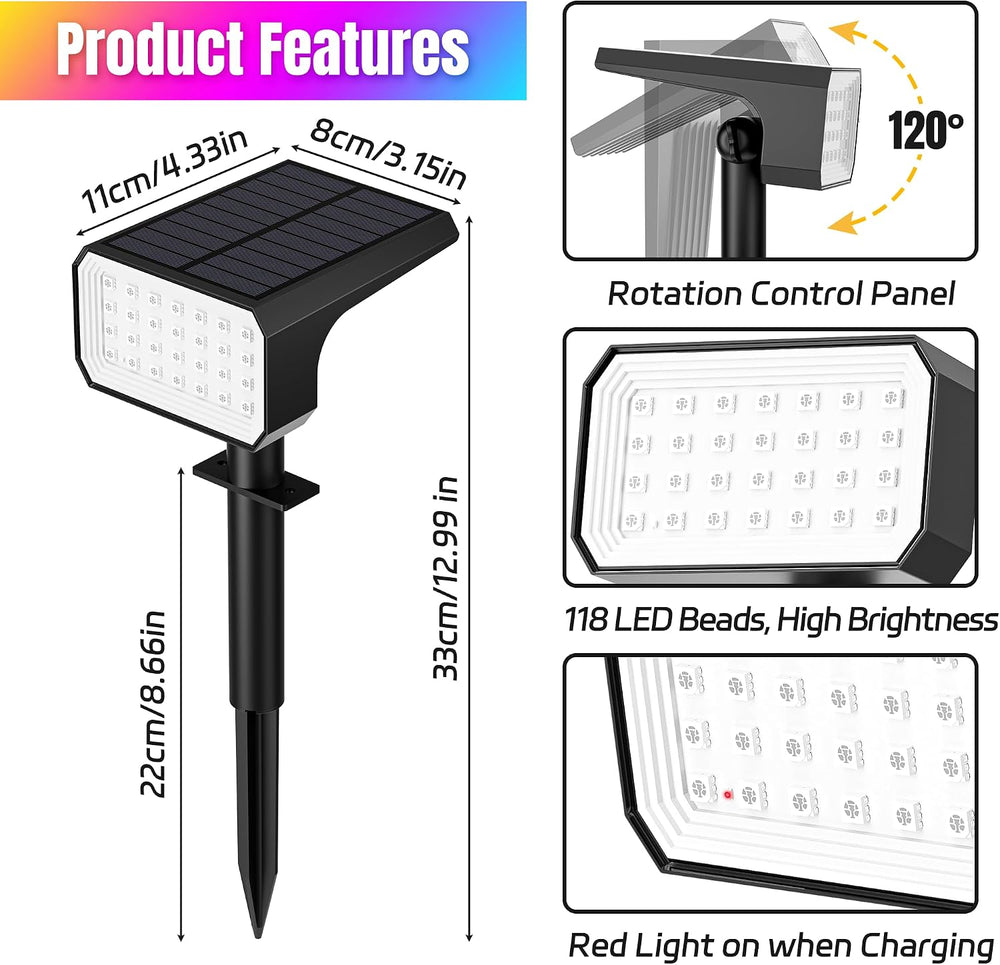 Halloween Solar Spot Lights Outdoor Waterproof, 10 Pack, 28 LED RGB