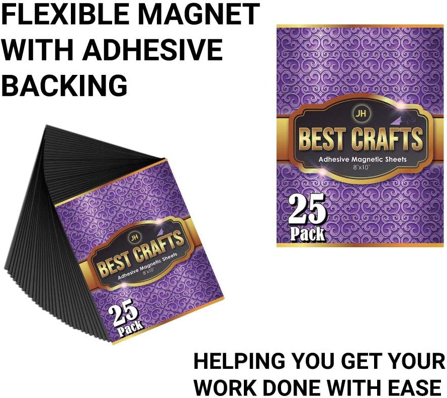 Adhesive Magnetic Sheets | Flexible Magnet with Adhesive Backing | 8 x 10 Inc...
