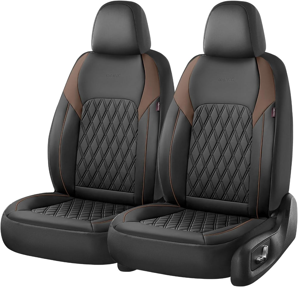 Coverado Leather Seat Covers, Front and Back Seat Covers for Cars, Waterproof...